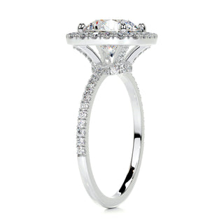 3.0ct Round Cut Halo Moissanite Diamond Engagement Ring