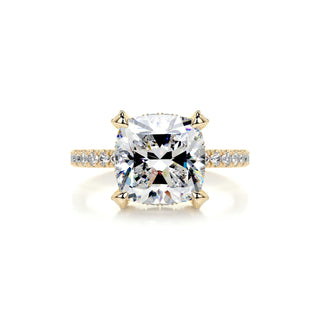 3.12ct Cushion Cut Hidden Halo Moissanite Diamond Engagement Ring