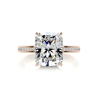 3.08ct Radiant Cut Hidden Halo Channel Moissanite Diamond Engagement Ring