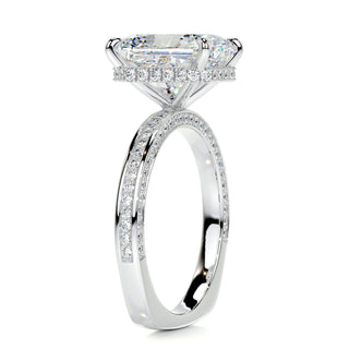 3.08ct Radiant Cut Hidden Halo Channel Moissanite Diamond Engagement Ring