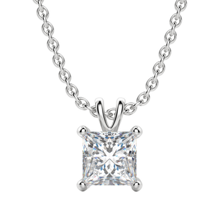 0.25-1.0ct Princess Cut Solitire Moissanite Diamond Necklace