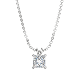 0.25-1.0ct Princess Cut Solitire Moissanite Diamond Necklace