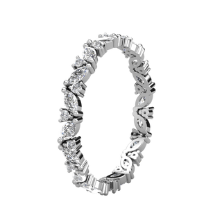 2.0mm Marquise and Round Cut Half Eternity Wedding Band