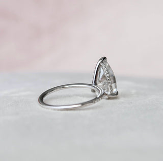 4.50CT Pear Hidden Halo Moissanite Diamond Engagement Ring