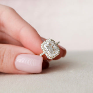 3.50CT Radiant Halo Moissanite Diamond Engagement Ring