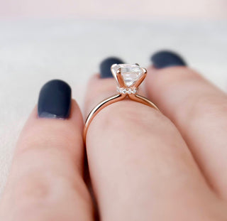 2.0CT Emerald Cut Hidden Halo Moissanite Diamond Engagement Ring