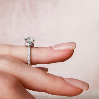 2.0CT Round Hidden Halo Moissanite Diamond Engagement Ring