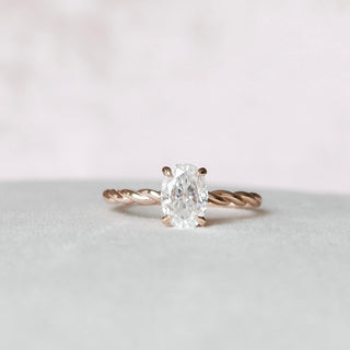 1.50CT Oval Moissanite Twig Pave Diamond Engagement Ring