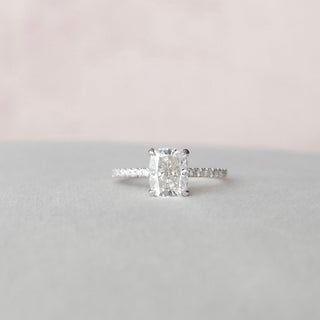 1.50CT Elongated Cushion Hidden Halo Moissanite Diamond Engagement Ring