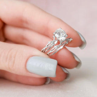 2.14tcw Round Cut Twig Nature Inspired Moissanite Engagement Ring