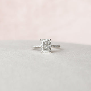 2.0CT Radiant Hidden Halo Moissanite Diamond Engagement Ring