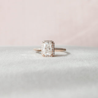 2.0CT Radiant Halo Moissanite Pave Diamond Engagement Ring