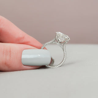 5.0CT Round Brilliant Hidden Halo Moissanite Micro Pave Diamond Engagement Ring