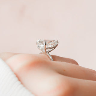 4.50CT Pear Hidden Halo Moissanite Diamond Engagement Ring