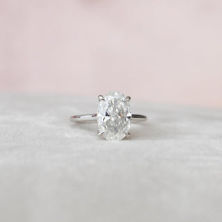 3.50CT Oval Hidden Halo Moissanite Cathedral Diamond Engagement Ring