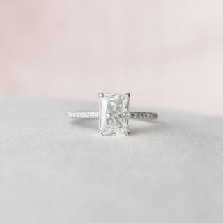 2.0CT Radiant Hidden Halo Moissanite Diamond Engagement Ring