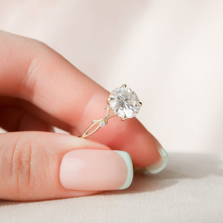 2.50ct Round Brilliant Moissanite Twig Diamond Engagement Ring