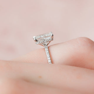 2.0CT Radiant Hidden Halo Moissanite Diamond Engagement Ring