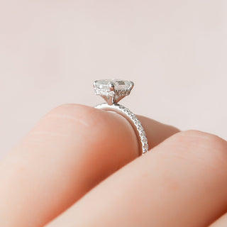 1.50CT Emerald Cut Hidden Halo Diamond Moissanite Engagement Ring