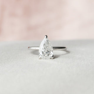 1.50CT Pear Moissanite Unique Hidden Halo Diamond Engagement Ring