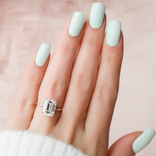 4.50CT Emerald Cut Hidden Halo Moissanite Diamond Engagement Ring