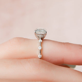3.0CT East-West Emerald Cut Moissanite Diamond Engagement Ring