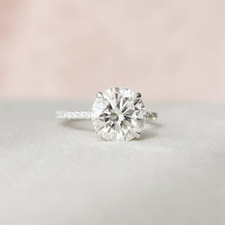 2.50CT Round Hidden Halo Moissanite Diamond Engagement Ring