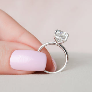 2.50CT Cushion Hidden Halo Moissanite Diamond Engagement Ring