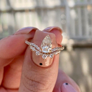 0.95ct Pear Chevron Moissanite Diamond Engagement Ring