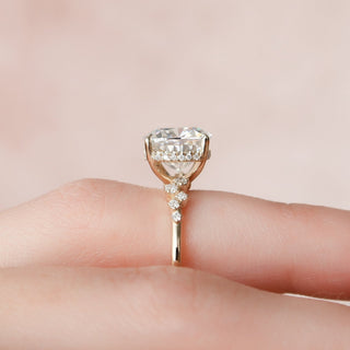 4.0CT Cushion Moissanite Hidden Halo Cluster Diamond Engagement Ring