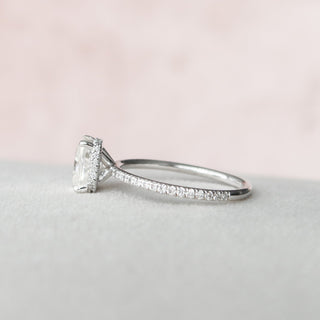 2.0CT Elongated Cushion Hidden Halo Moissanite Diamond Engagement Ring