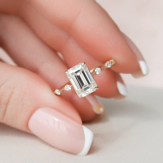 2.50CT Emerald Cut Solitaire Moissanite Diamond Engagement Ring
