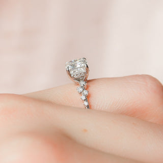 1.50CT Cushion Cluster Moissanite Diamond  Engagement Ring