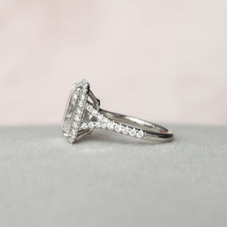 5.50CT Radiant Halo Moissanite Split Shank Diamond Engagement Ring