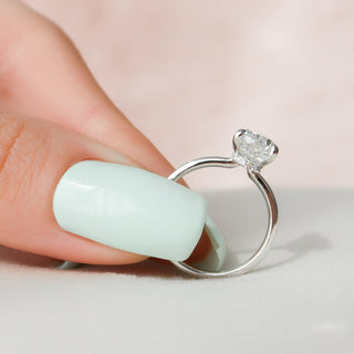 1.50CT Pear Moissanite Unique Hidden Halo Diamond Engagement Ring