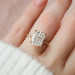 4.50CT Elongated Cushion Hidden Halo Moissanite Diamond Engagement Ring