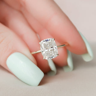 4.0CT Elongated Cushion Moissanite Hidden Halo Diamond Engagement Ring