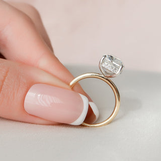 4.0CT Elongated Cushion Hidden Halo Moissanite Diamond Engagement Ring