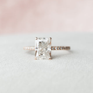 2.0CT Radiant Hidden Halo Moissanite Diamond Engagement Ring