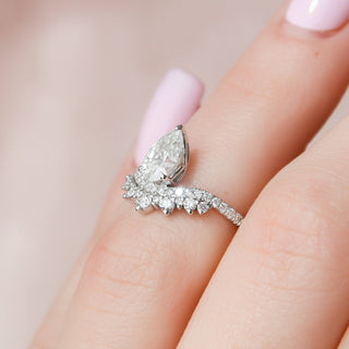0.95ct Pear Chevron Moissanite Diamond Engagement Ring