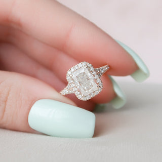 3.50CT Radiant Cut Halo Split Shank Moissanite Diamond Engagement Ring