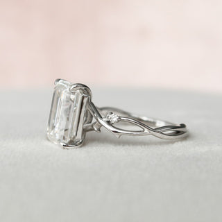 4.0CT Emerald Cut Twig Moissanite Diamond Engagement Ring