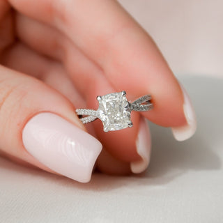 2.0CT Cushion Split Shank Moissanite Diamond Engagement Ring