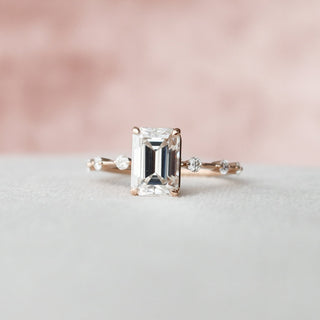 2.0CT Emerald Cut Solitaire Moissanite Diamond Engagement Ring