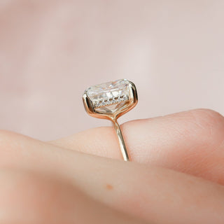 4.50CT Elongated Cushion Hidden Halo Moissanite Diamond Engagement Ring