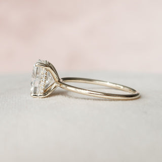 4.0CT Elongated Cushion Moissanite Hidden Halo Diamond Engagement Ring
