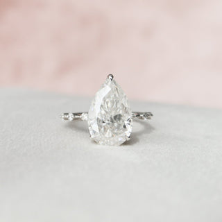 3.50CT Pear Hidden Halo Solitaire Moissanite Diamond Engagement Ring