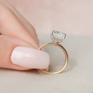 5.0CT Radiant Hidden Halo Moissanite Diamond Engagement Ring