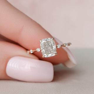 2.0CT Elongated Cushion Moissanite Solitaire Diamond Engagement Ring