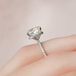 4.50CT Cushion Hidden Halo Moissanite Pave Diamond Engagement Ring
